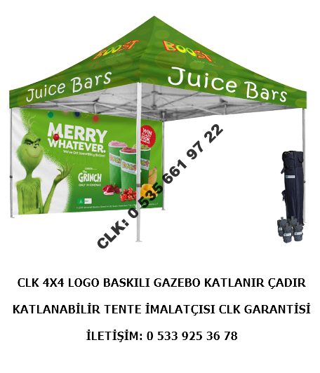 CLK 4X4 Katlanabilir Gazebo Çadır Katlanır Portatif Baskılı Tente Masa Tanıtım Reklam Promosyon Çadırları İmalat Satış