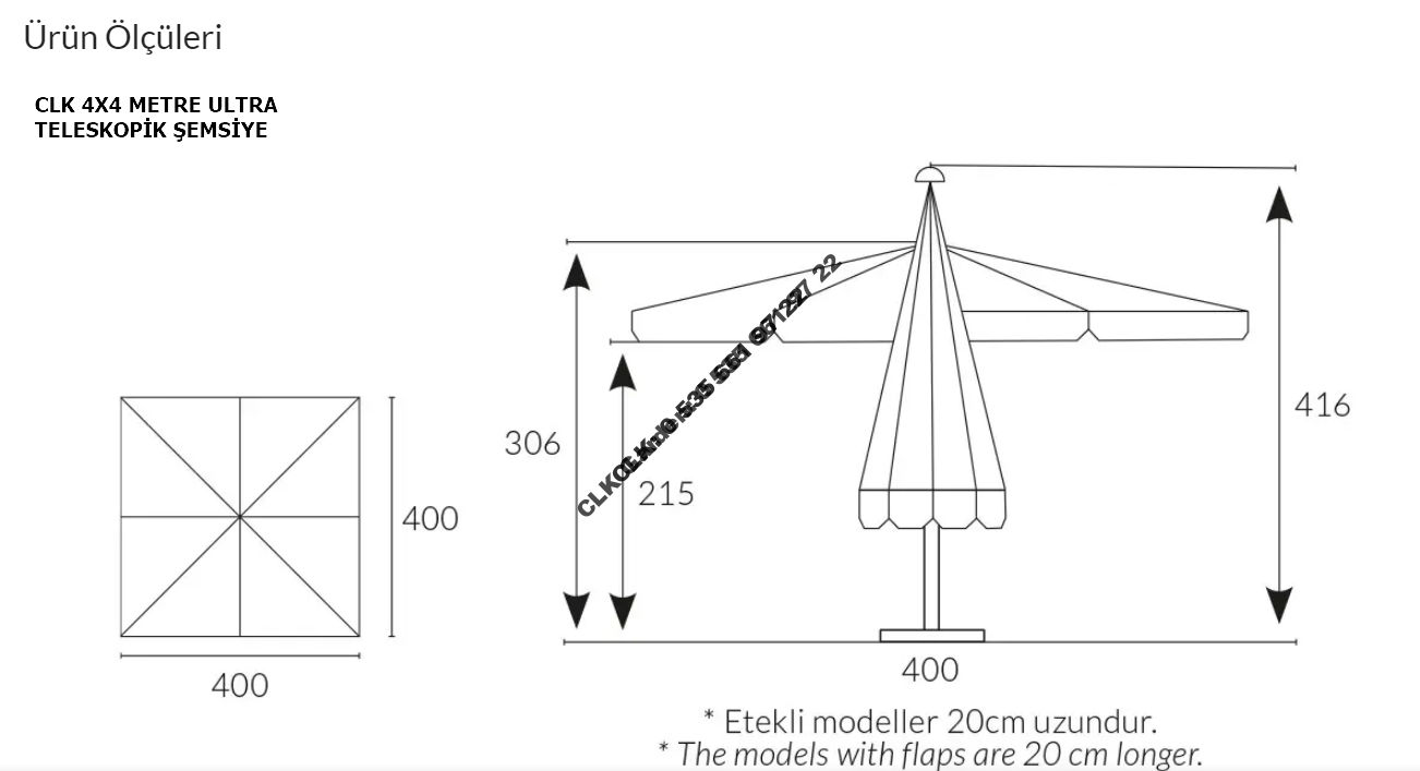 CLK Ultra 5x5 Metre Solar Güneş Panelli Led Işıklı Motorlu Alüminyum Teleskopik Şemsiye Krankşaft Akrilik Kumaş - Image 10
