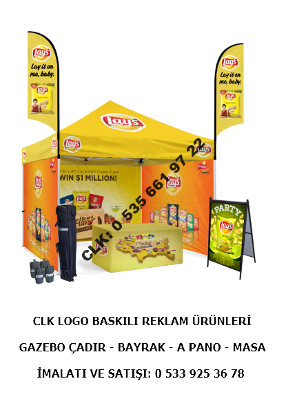 CLK 3X3 Gazebo Portatif Baskılı Tente Reklam Promosyon Çadırları İmalatı Satışı