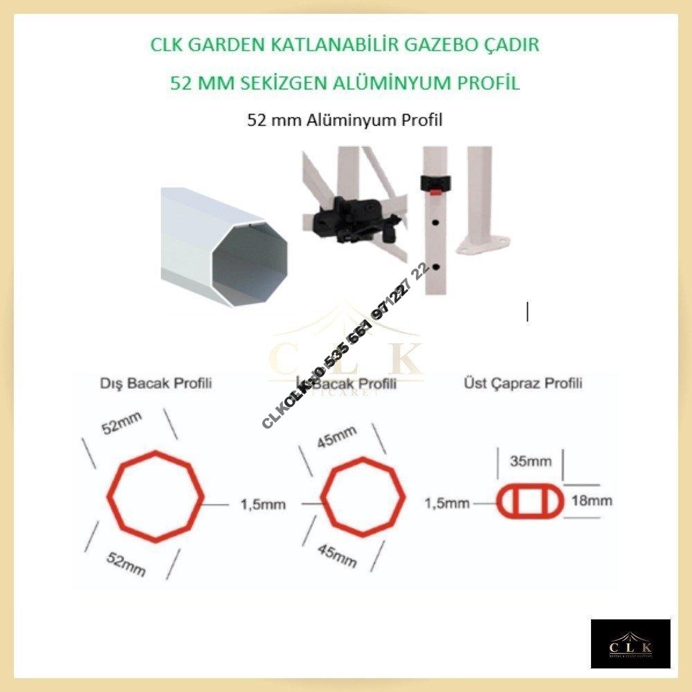 CLK 3x3 Alüminyum Gazebo Katlanır Kamp Karavan Çadırı İmalatı Satışı 12 - Image 3