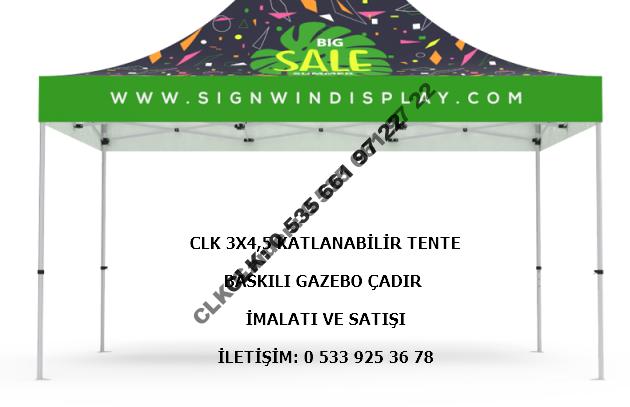 CLK Katlanabilir Gazebo Çadır Tente 3x4 Baskılı Çadır - Image 8