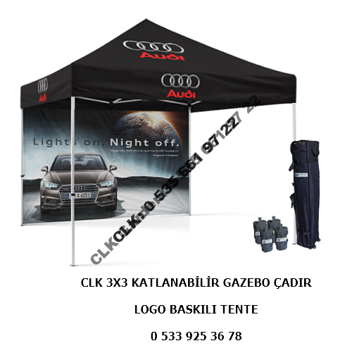 CLK Marka Logo Baskılı 3x3 Portatif Gazebo Stand Çadırı İmalatı Satışı - Image 14