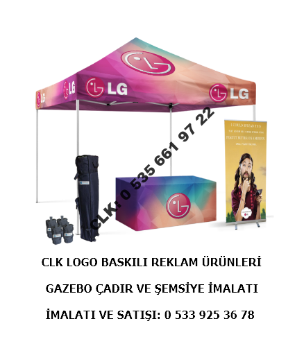 CLK Gazebo 3x3 Logo Baskılı Şemsiye Tente İmalatı Satışı