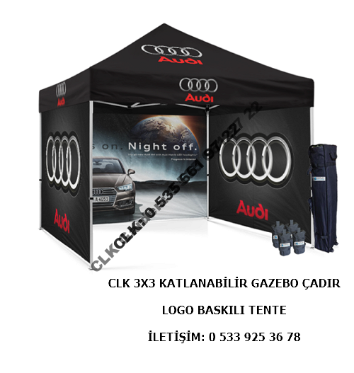 CLK Marka Logo Baskılı 3x3 Portatif Gazebo Stand Çadırı İmalatı Satışı - Image 16