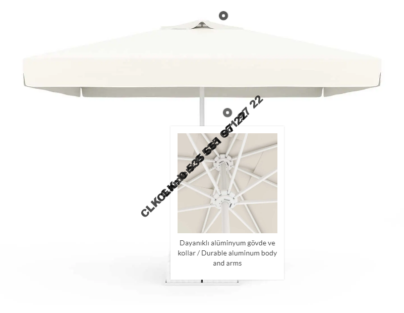 CLK 3x3 Metre Mega İpli Şemsiye Küp Bidonlu Bahçe Cafe Otel Restorant Şemsiyeleri - Image 4