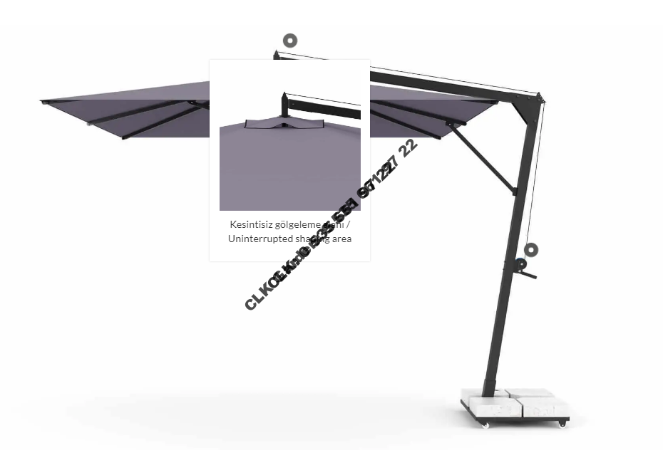 CLK Avanos 3x3 Metre Yandan Kollu Kahverengi Bahçe Havuz Otel Şemsiyesi - Image 23