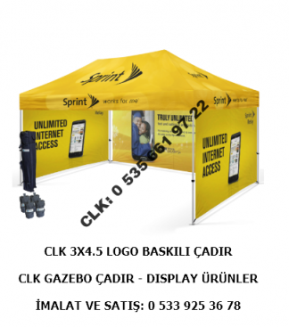 CLK Gazebo 3x4 Logo Marka Baskılı Tente Katlanabilir Portatif Promosyon Çadırı Şemsiye İmalatı Satışı