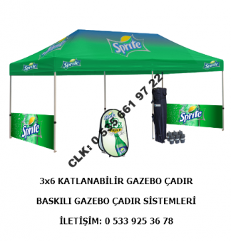 CLK 3X6 Logo Marka Baskılı Gazebo Çadır A Pano Portatif Sistem Çadır İmalatı Satışı