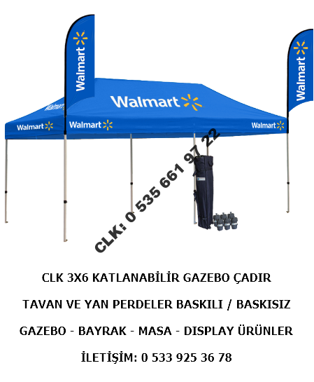 CLK 3x6 Gazebo Katlanabilir Stand Fuar Çadırı Reklam Tanıtım Organizasyon Logo Marka Dijital Baskılı Tente İmalat Satış