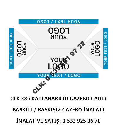 CLK 3x6 Gazebo Çadır Portatif Logo Marka Baskılı Tente Masa İmalat Satış - Image 6