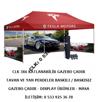 CLK 3x6 Katlanır Tente Baskılı Reklam Marka Stand Fuar Çadırı İmalat Satış
