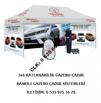 CLK 3x6 Metre Logo Marka Baskılı Gazebo Katlanır Çadır Tente Portatif Stand Çadırı İmalat Satış