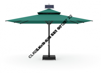 CLK Ultra 5x5 Metre Solar Güneş Panelli Led Işıklı Motorlu Alüminyum Teleskopik Şemsiye Krankşaft Akrilik Kumaş