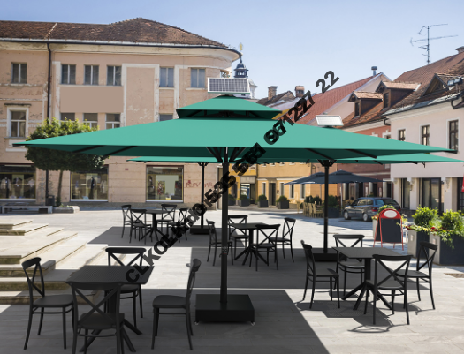 CLK Ultra 5x5 Metre Solar Güneş Panelli Led Işıklı Motorlu Alüminyum Teleskopik Şemsiye Krankşaft Akrilik Kumaş - Image 3