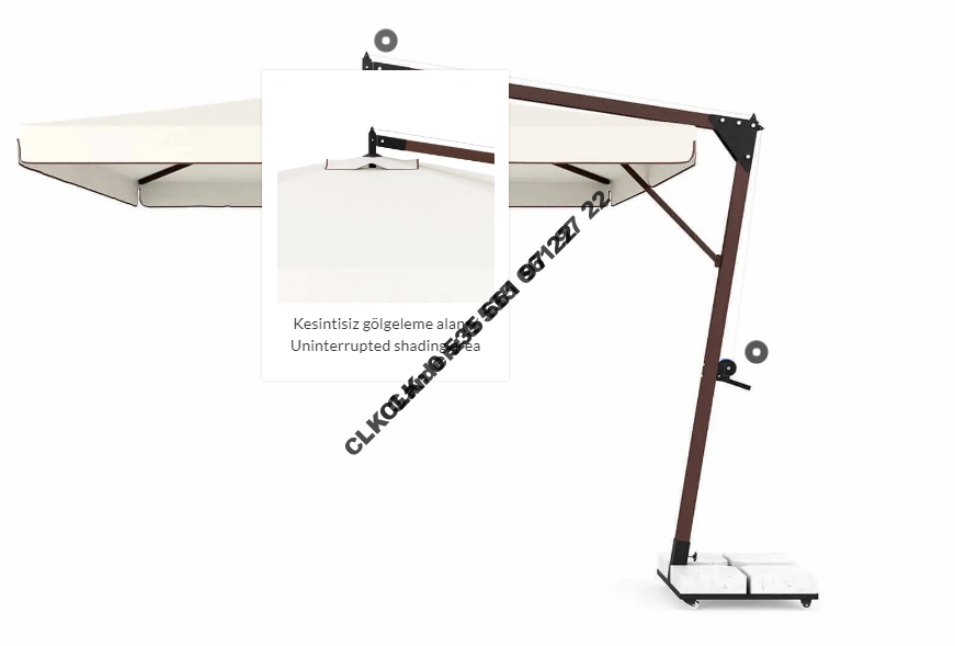 CLK Avanos 3x3 Metre Yandan Kollu Kahverengi Bahçe Havuz Otel Şemsiyesi - Image 21