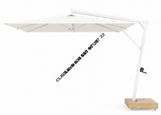 CLK Avanos 3x3 Metre Yandan Kollu Beyaz Bahçe Havuz Otel Şemsiyesi