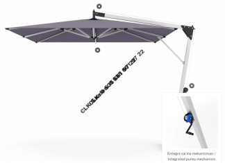 CLK Avanos 3x3 Metre Yandan Kollu Inox Bahçe Havuz Otel Şemsiyesi