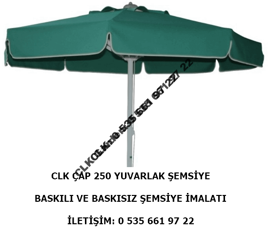 CLK Çap 250 Yuvarlak Logo Baskılı Mega İpli Makaralı Şemsiye İmalatı Satış