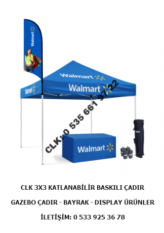 CLK Katlanır 3x3 Logo Baskılı Promosyon Çadırları Gazebo Tente İmalatı Satışı