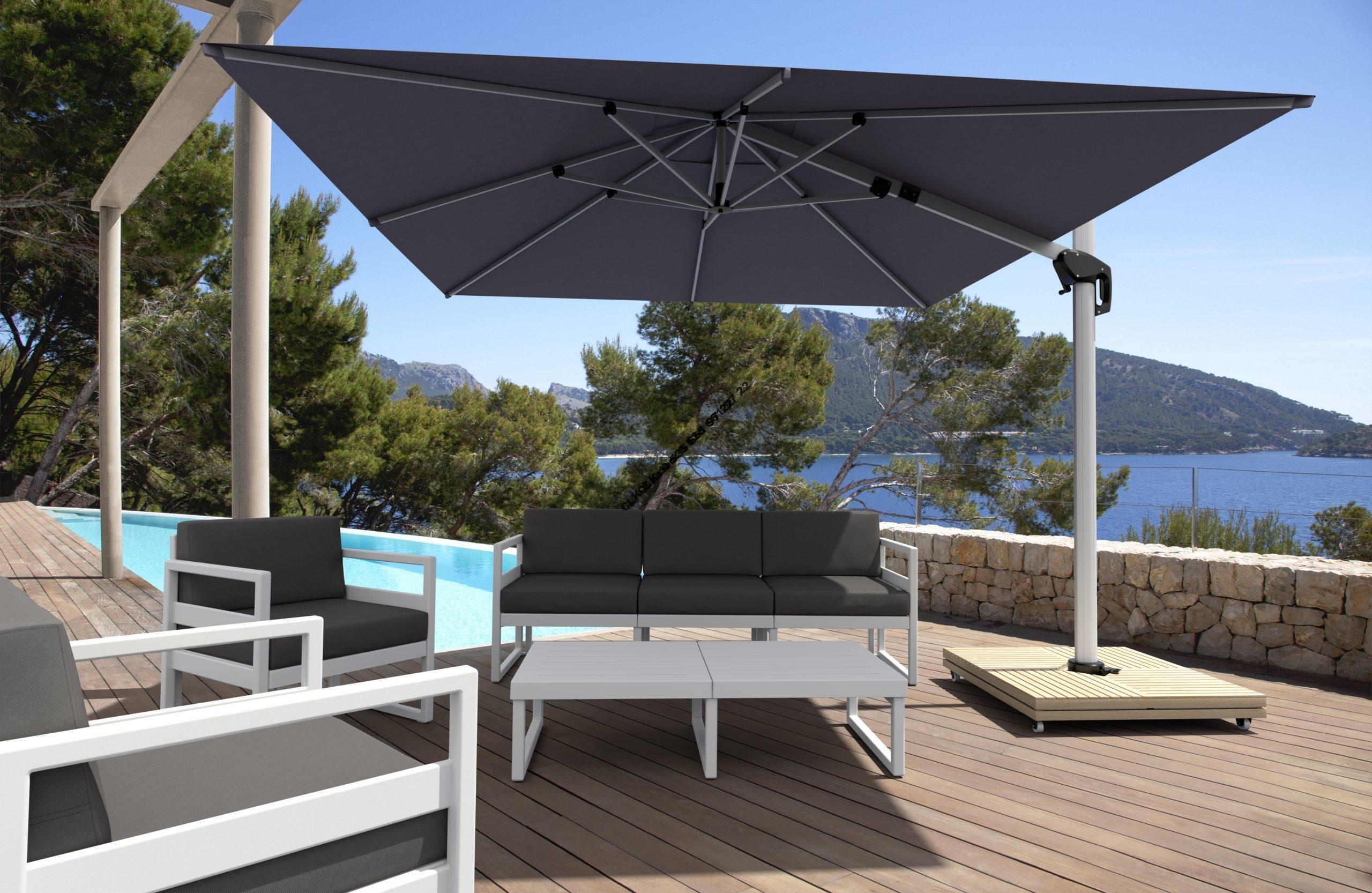 CLK Mykonos Şemsiye 3x3 Metre Alüminyum Kahverengi Yandan Kollu Dirsekli Bahçe Cafe Şemsiyesi - Image 7