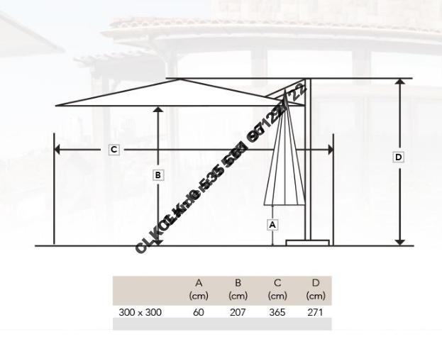 CLK Mykonos Şemsiye 3x3 Metre Alüminyum Kahverengi Yandan Kollu Dirsekli Bahçe Cafe Şemsiyesi - Image 4