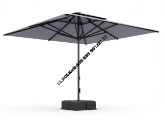 CLK 330x330 Mega İpli Bacalı Küp Bidonlu Set Şemsiye Antrasit Bahçe Otel Cafe Şemsiyesi