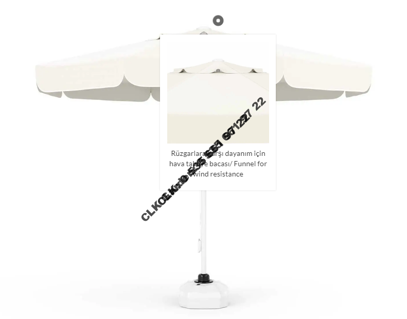 CLK 3 mt Mega İpli 70 lt Bidonlu Yuvarlak Beyaz Profil Bahçe Cafe Otel Şemsiyeleri - Image 7