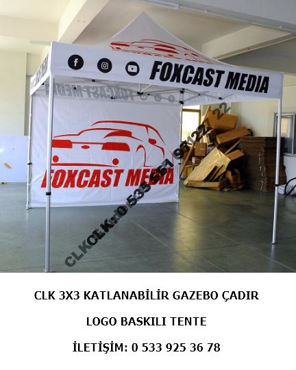 CLK Marka Logo Baskılı 3x3 Portatif Gazebo Stand Çadırı İmalatı Satışı - Image 20