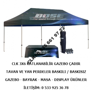 CLK 3x6 Katlanabilir Gazebo Çadır Portatif Baskılı Reklam Ürünleri İmalat Satış