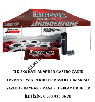 CLK 3x6 Gazebo Çadır Portatif Logo Marka Baskılı Tente Masa İmalat Satış
