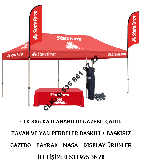 CLK Katlanır Gazebo 3x6 Metre Gazebo Çadır Reklam Marka Baskılı Logolu Tanıtım Fuar Çadır Masa Bayrak İmalatı Satışı