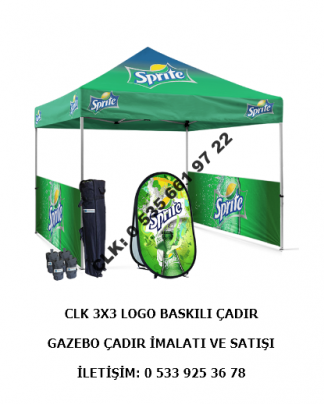 CLK Katlanır Fuar Stand Tanıtım 3x3 Logo Baskılı Promosyon Çadırları Gazebo Tente İmalatı Satışı
