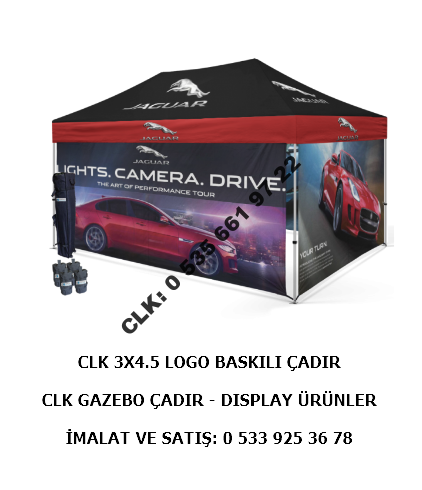 CLK Gazebo 3x4.5 Logo Marka Baskılı Tente Katlanabilir Portatif Promosyon Çadırı Şemsiye İmalatı Satışı