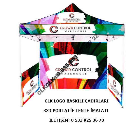 CLK Marka Logo Baskılı 3x3 Portatif Gazebo Stand Çadırı İmalatı Satışı - Image 3