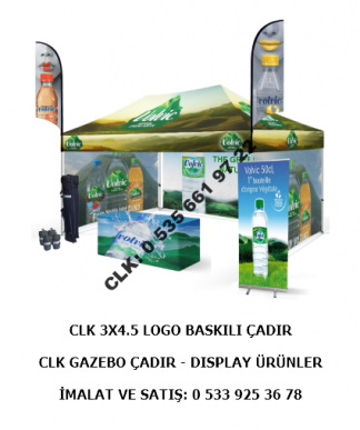 CLK Logo Baskılı Katlanır Baskılı 3x4.5 Tente Gazebo Çadır Şemsiye İmalatı Satışı