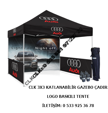 CLK Marka Logo Baskılı 3x3 Portatif Gazebo Stand Çadırı İmalatı Satışı - Image 5