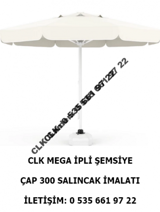 CLK Çap 300 3 Mt Yuvarlak Logo Baskılı Mega İpli Makaralı Şemsiye İmalatı Satış
