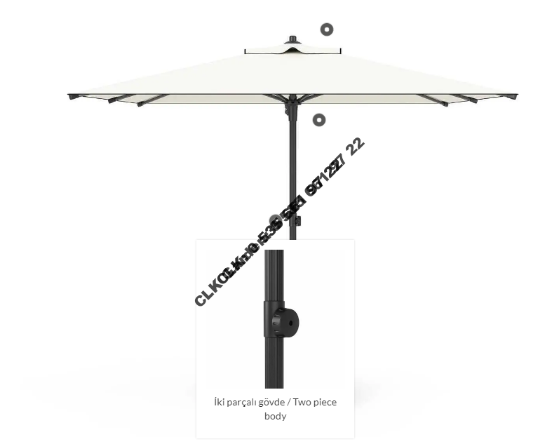 CLK 225 x 225mt Mega Dual Şemsiye Bahçe Cafe Otel Plaj Şemsiyeleri - Image 5