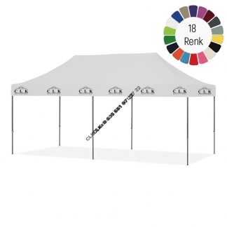 CLK 3x6 Saçak Logo Baskılı Katlanabilir Tente Gazebo Çadır İmalatı Satışı